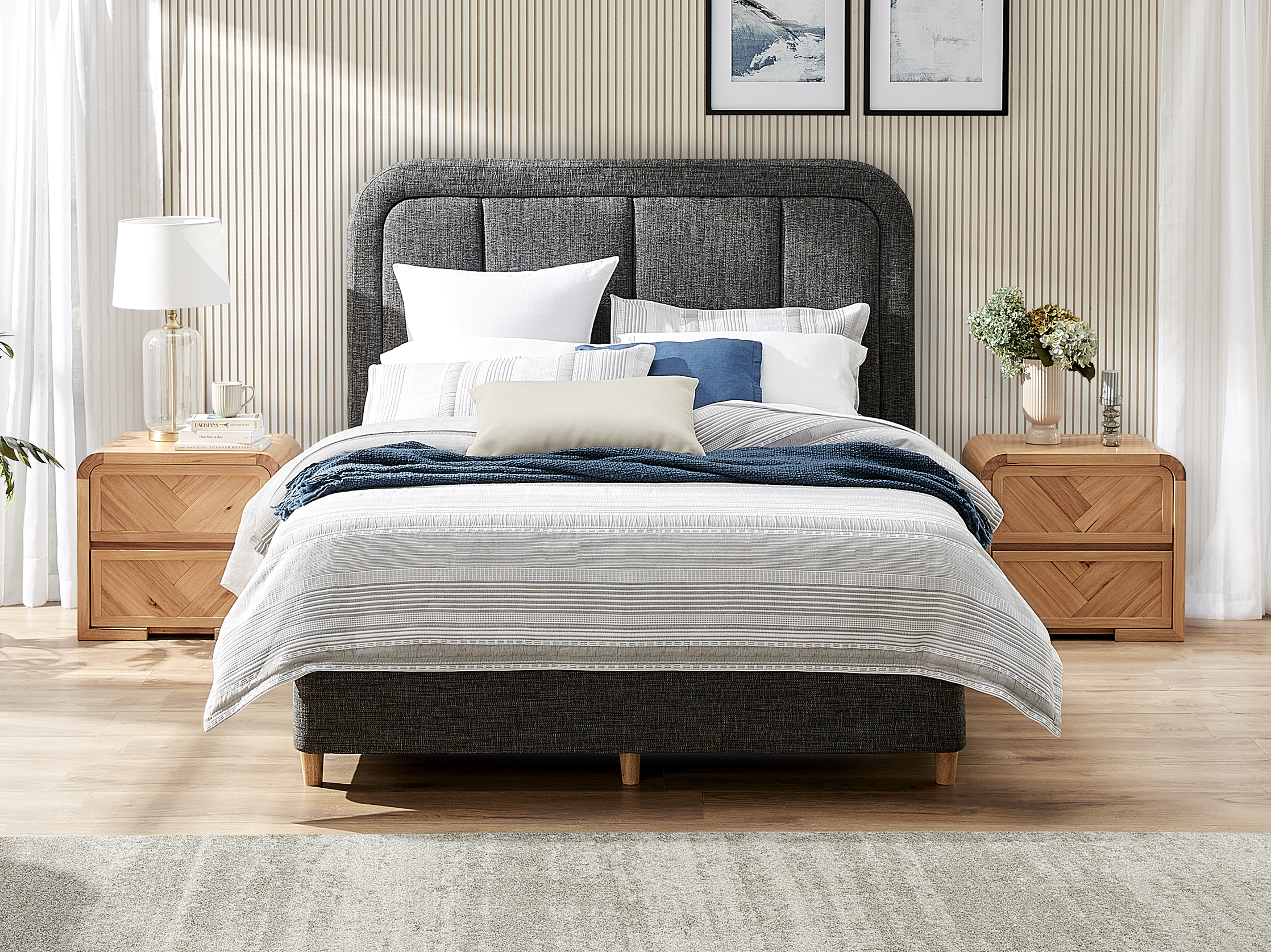 Slumberland Curved Panel Queen Headboard with Standard Base - Charcoal