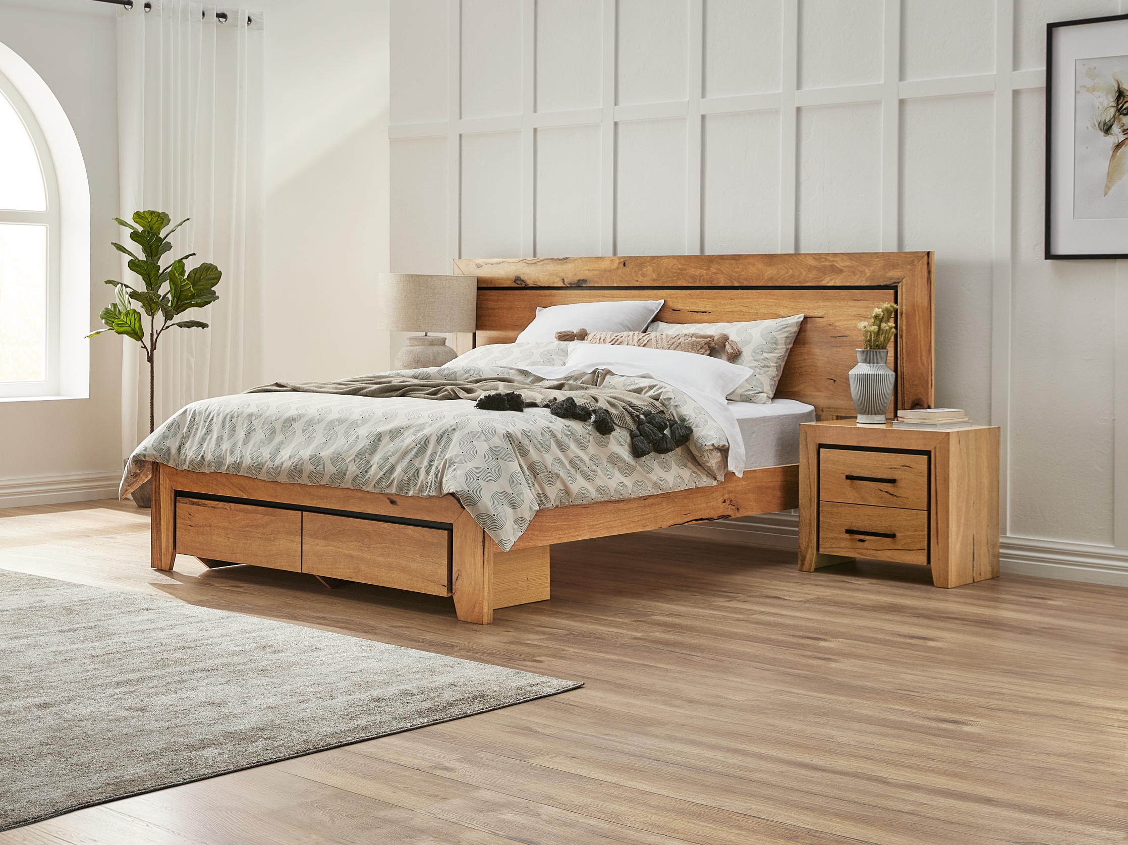 Meridian Extended Queen Bed Frame - Natural