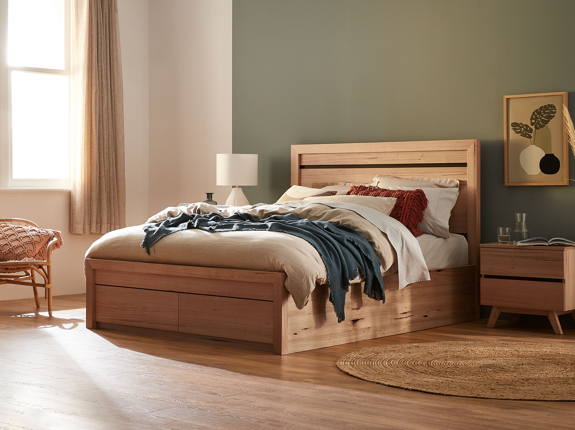 Henley Queen Gas Lift Bed Frame - Natural