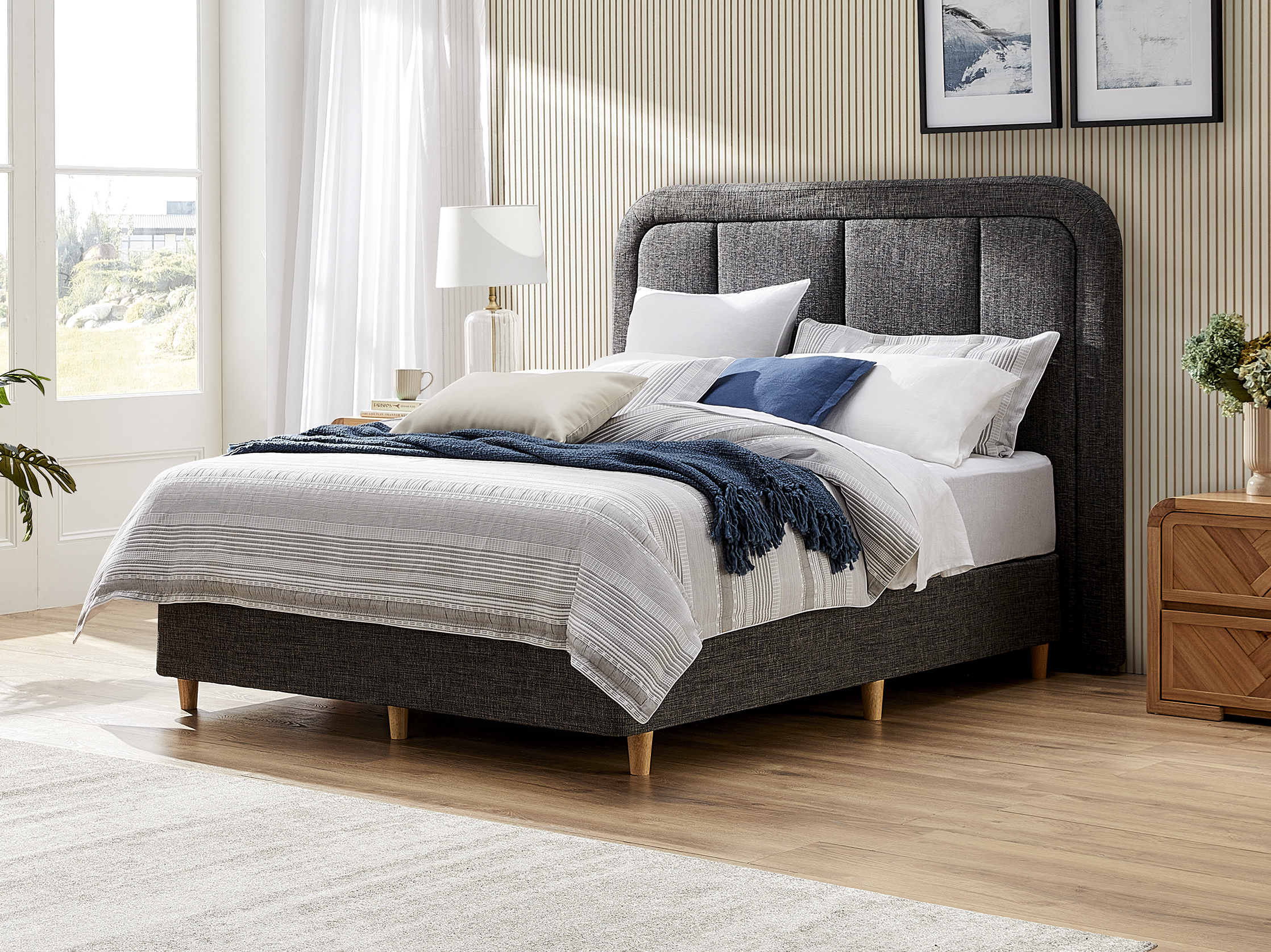 Slumberland Curved Panel Queen Headboard with Standard Base - Charcoal 