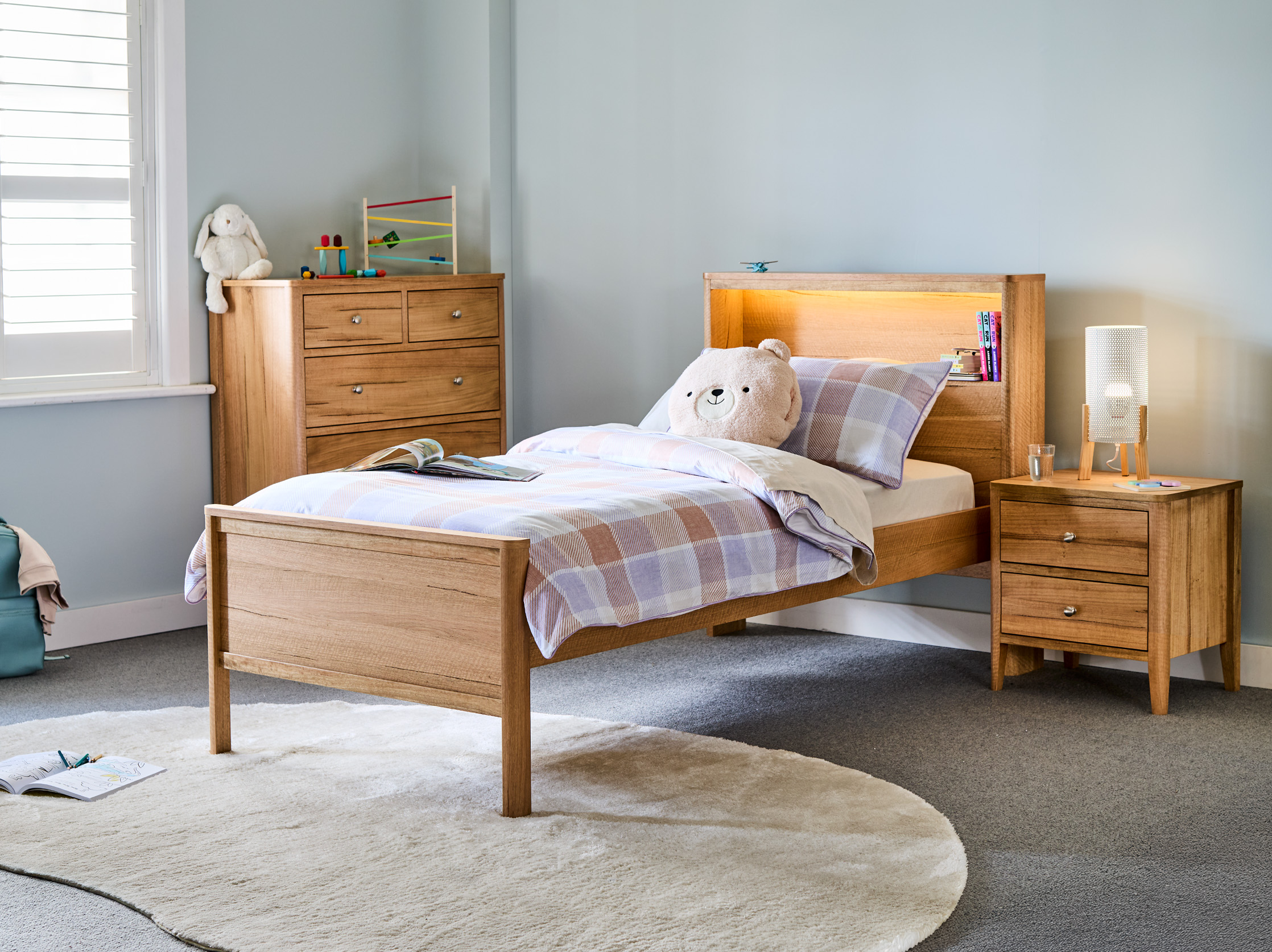 Dublin Feature Single Bed Frame - Natural