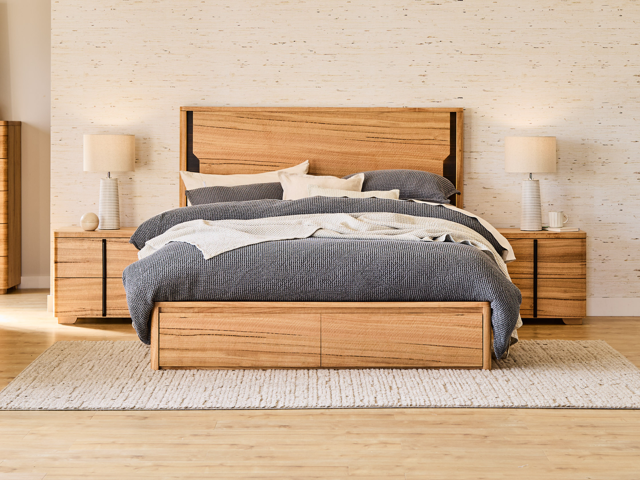 Phoenix Queen Bed Frame with Gas Lift Base - Natural