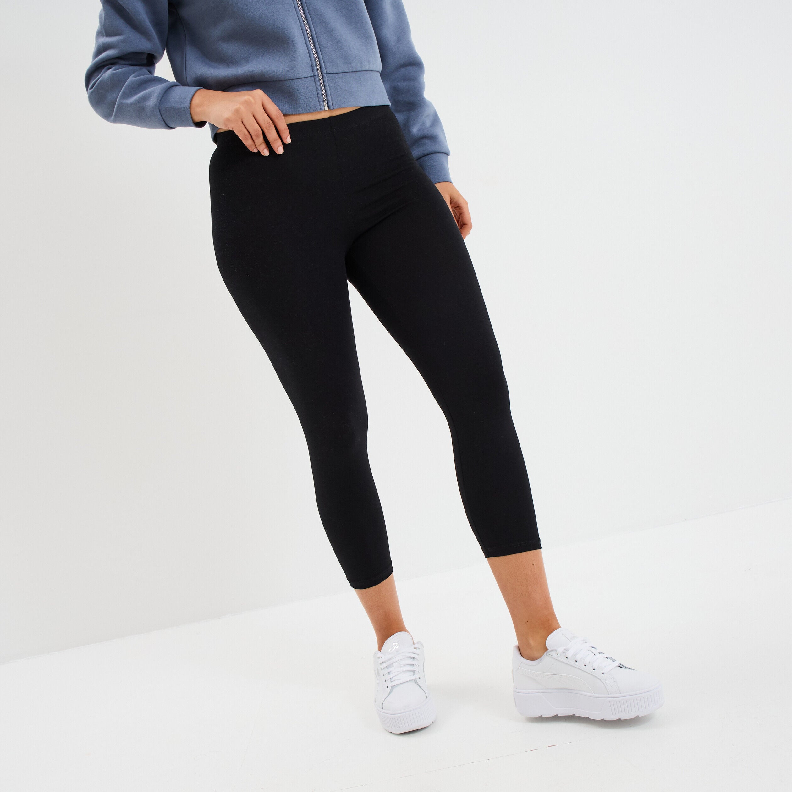 Legging 7/8 ème taille élastiquée noir femme