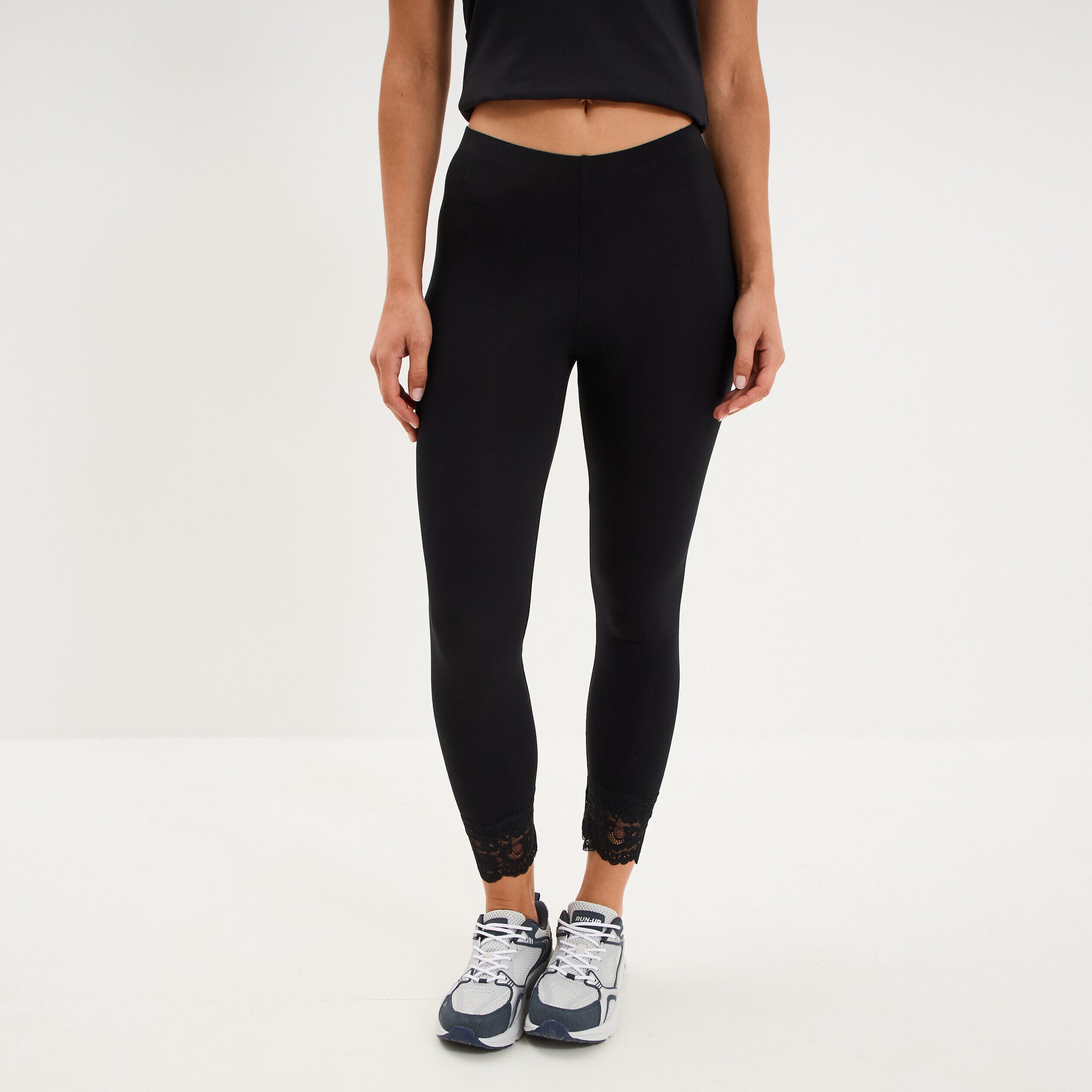 Legging 7/8ème avec dentelle noir femme
