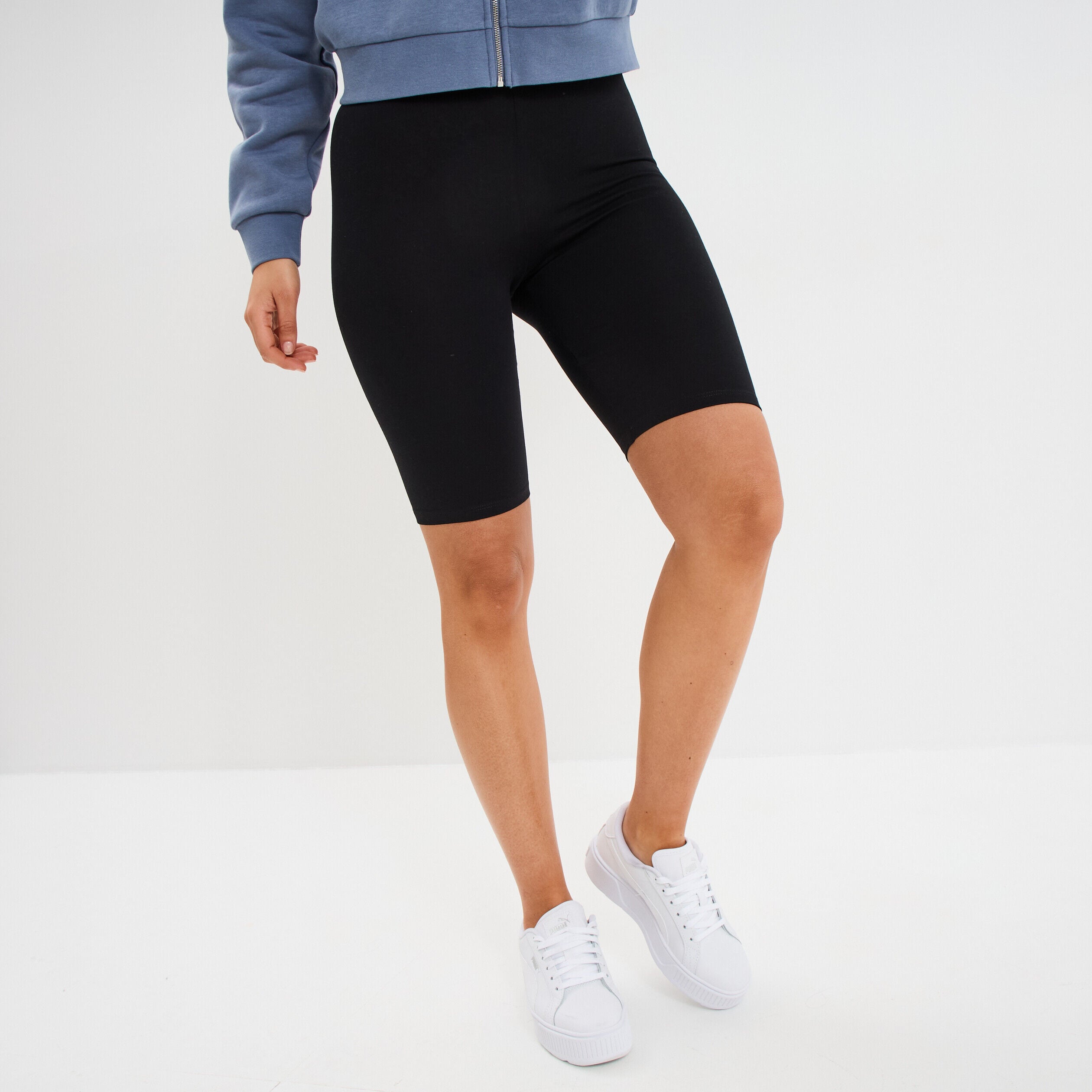 Short cycliste coton stretch noir femme
