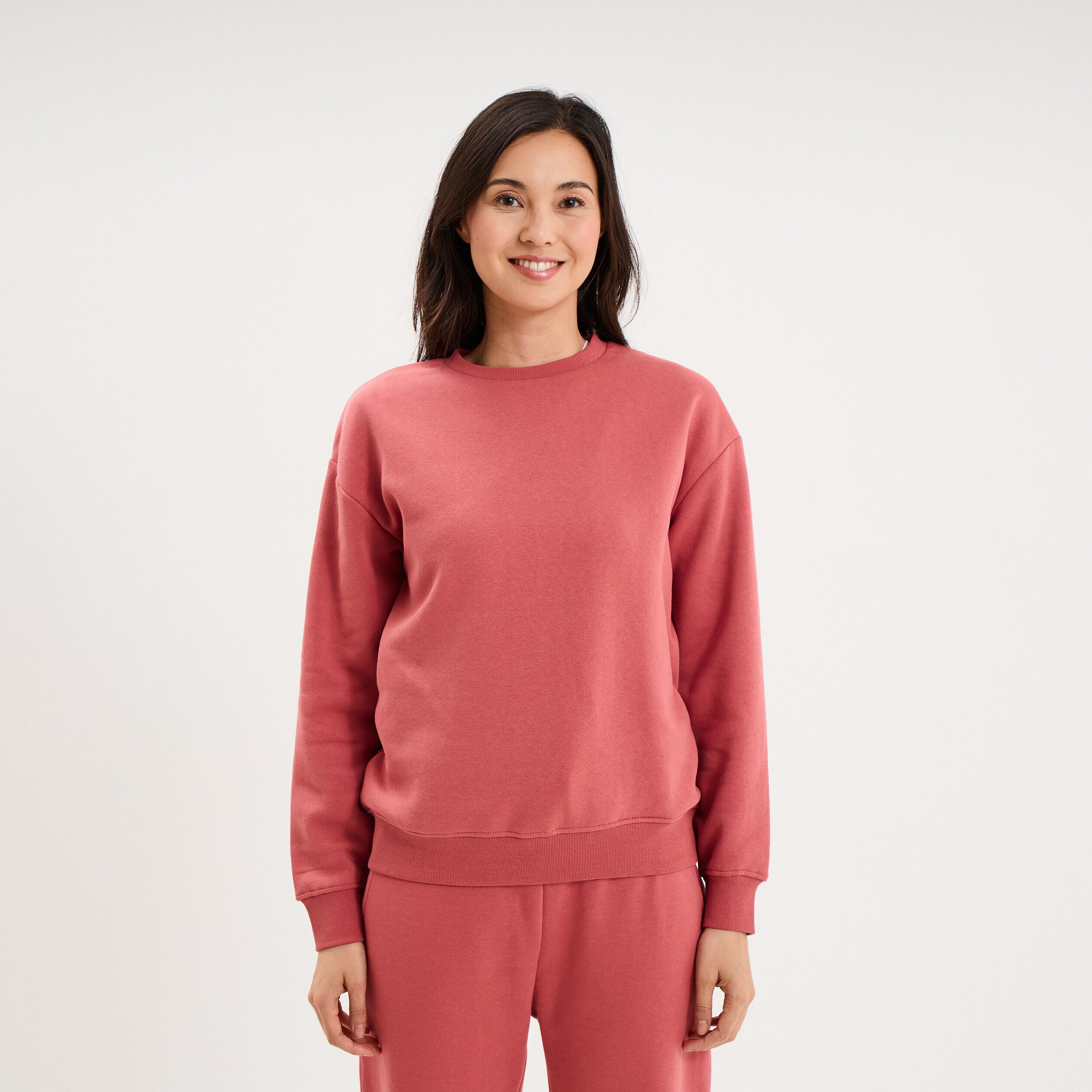 Sweat col rond manches longues vieux rose femme