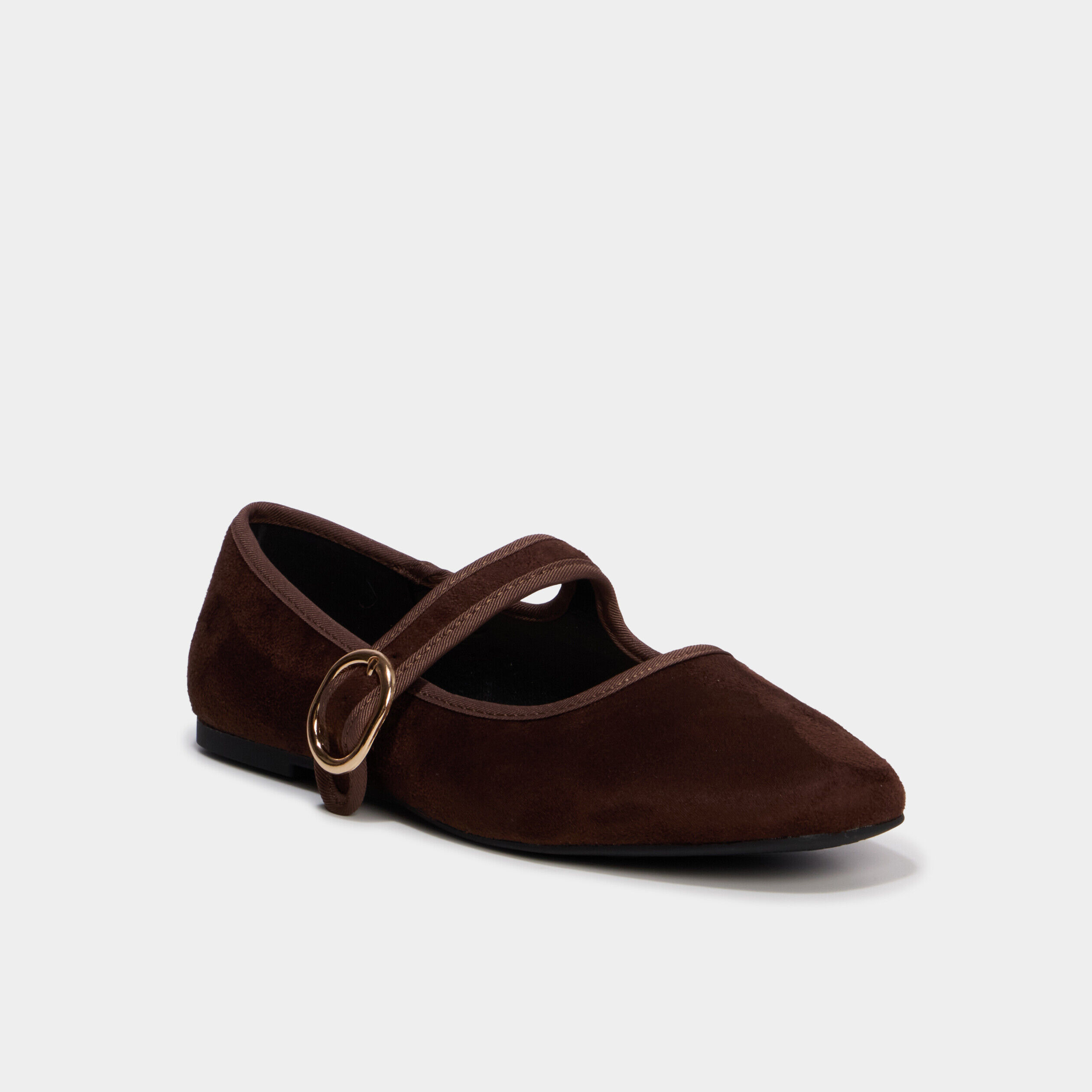 Ballerine femme suédine à bride marron foncé femme