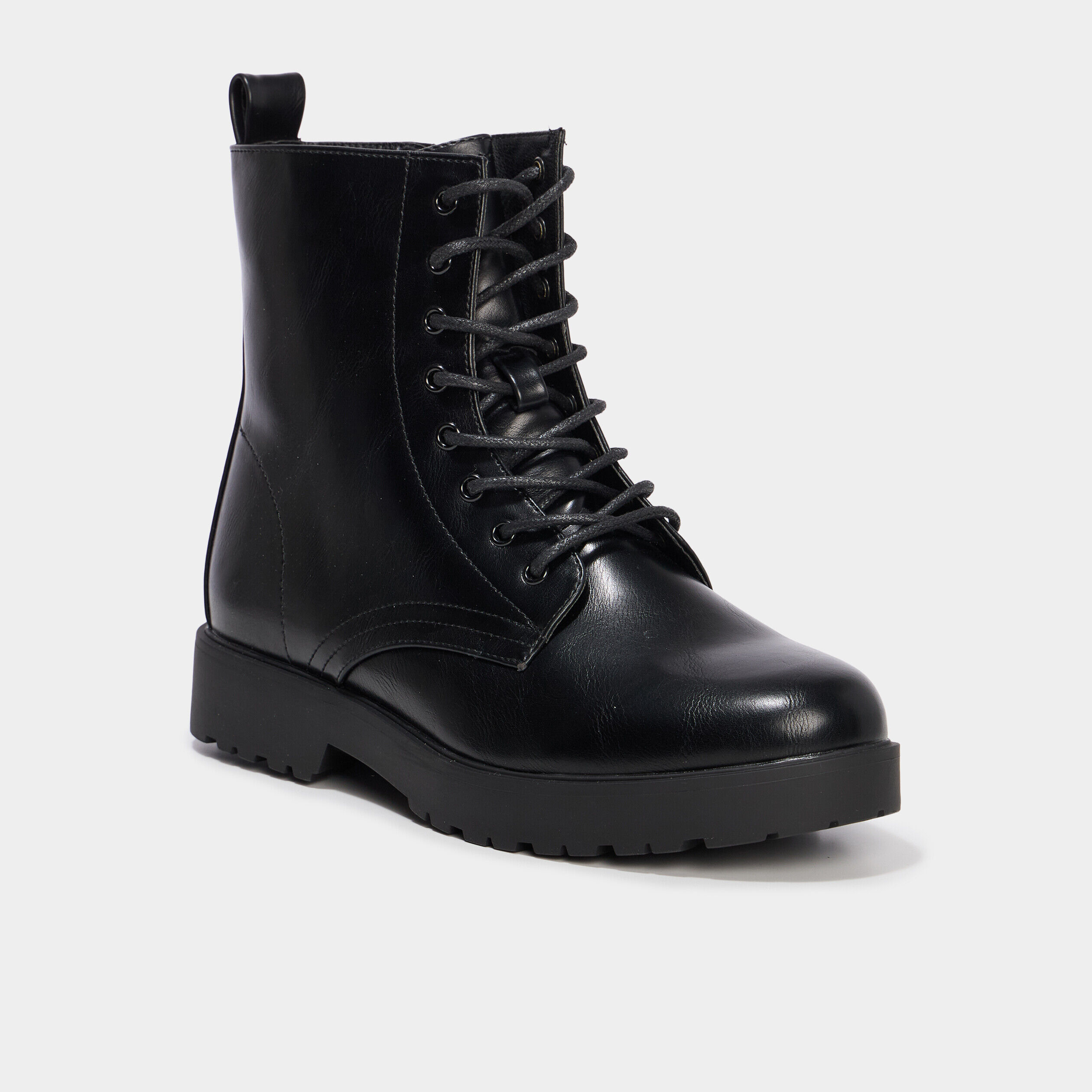 Boots à lacets talons 2 cm noir femme