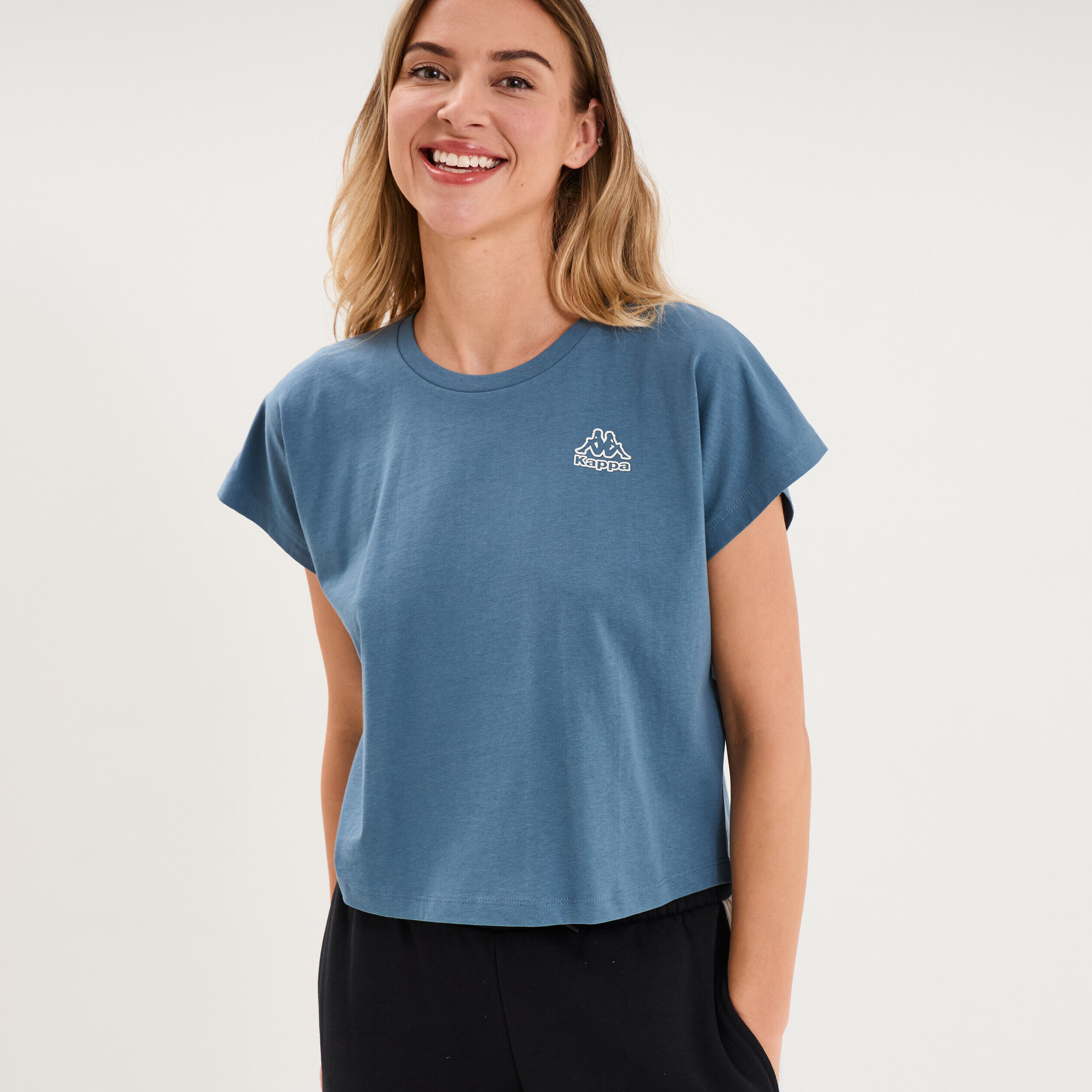 T-shirt manches courtes coton Kappa bleu femme