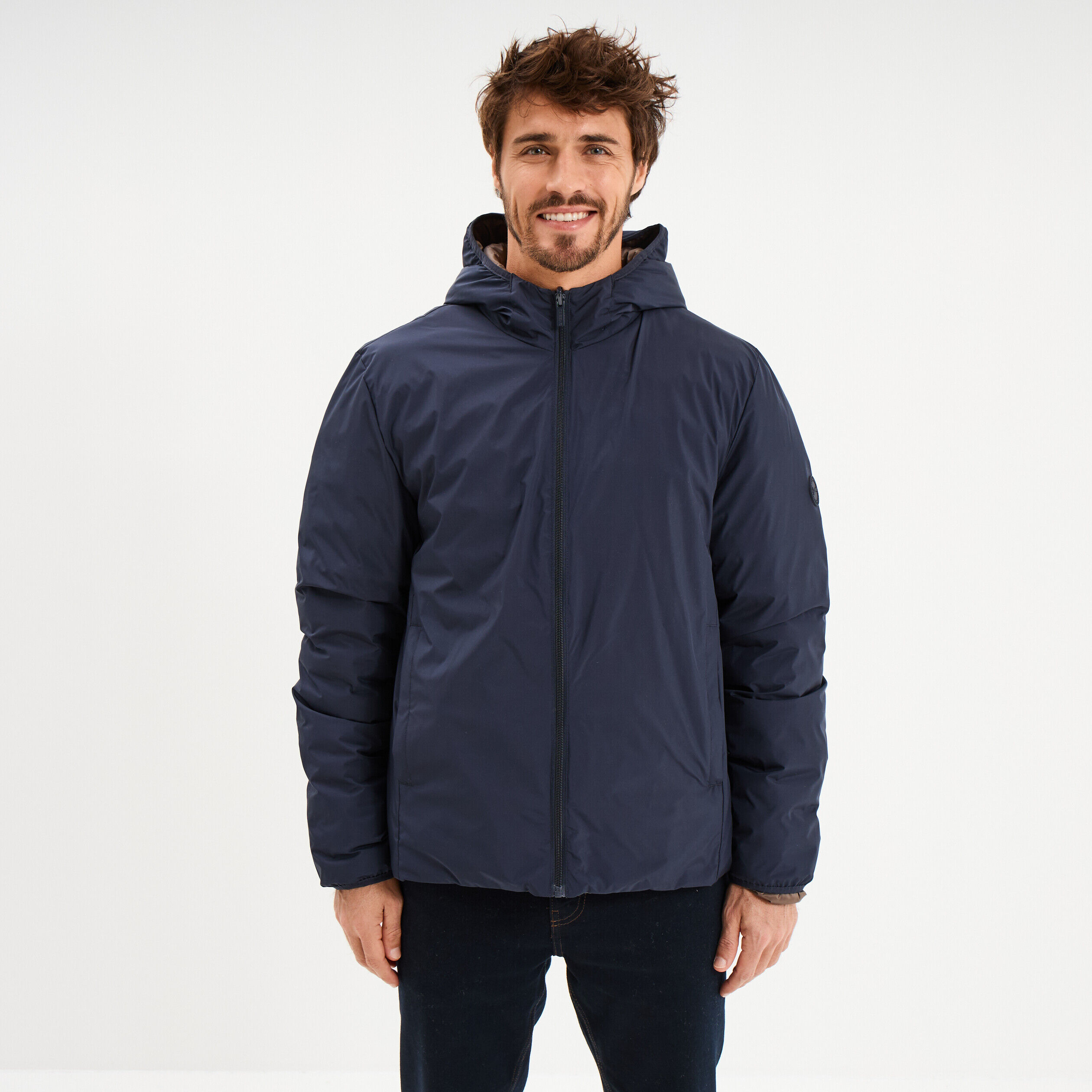 Blouson réversible coupe-vent déperlant bleu foncé homme