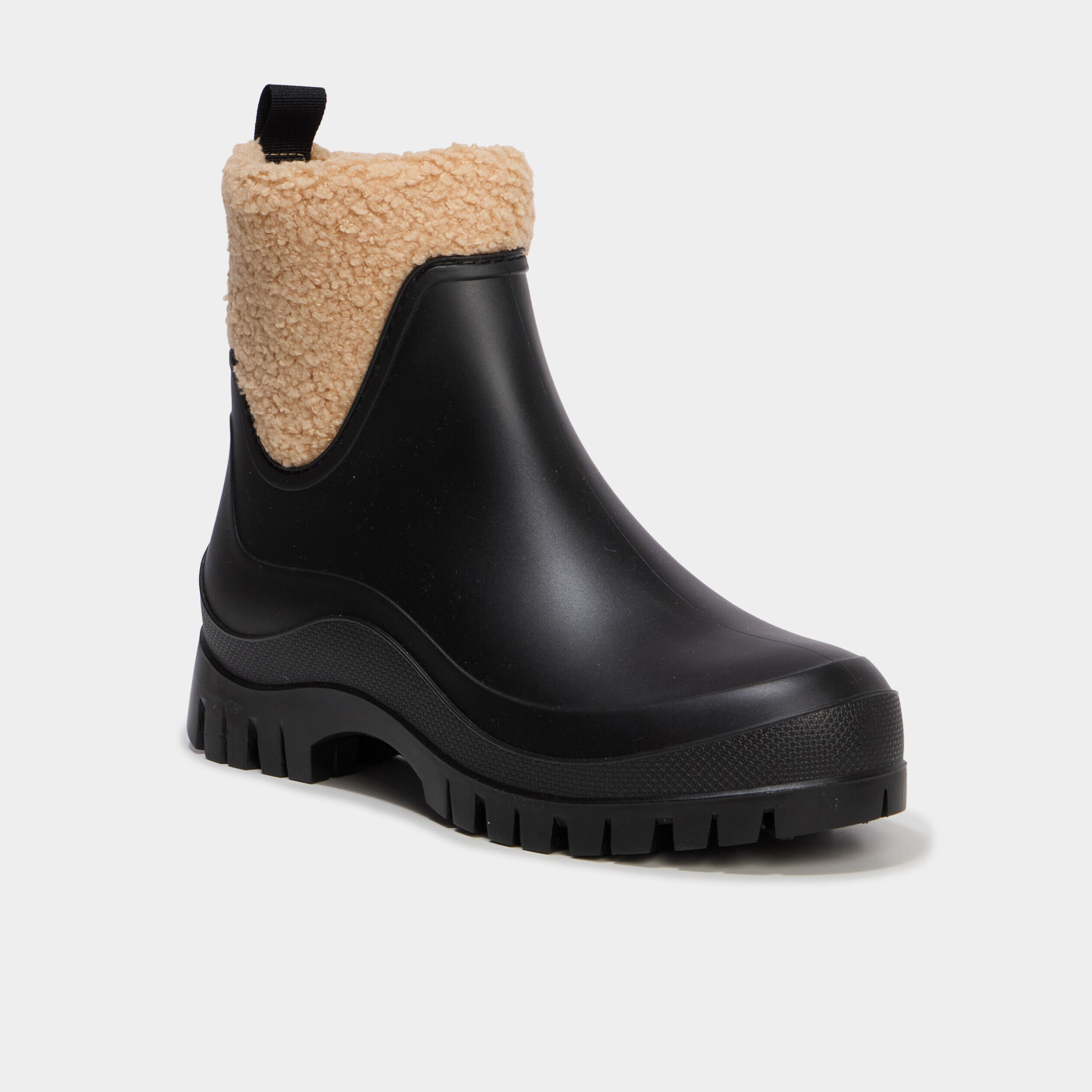 Bootes de pluie avec détails polaire noir femme