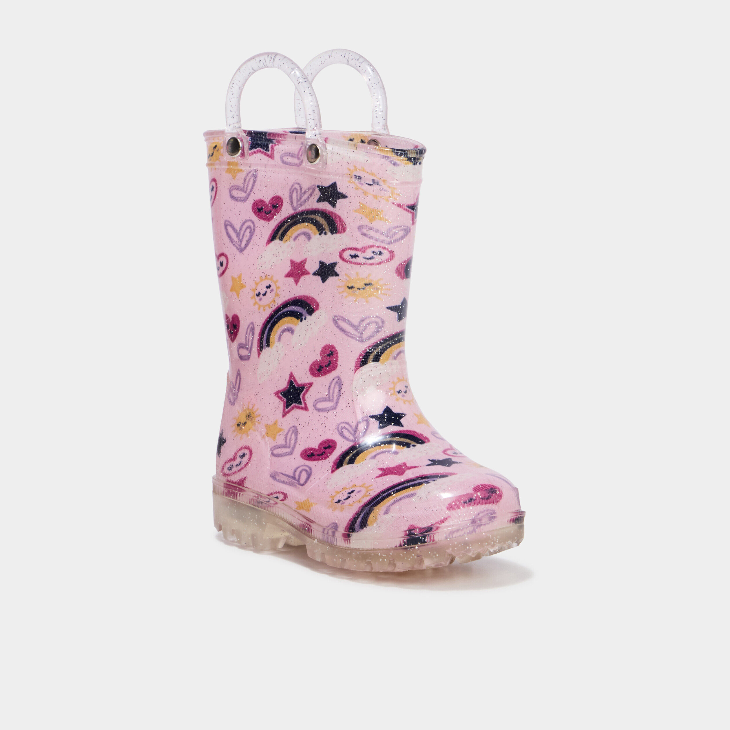 Bottes de pluie à paillettes rose bébé fille