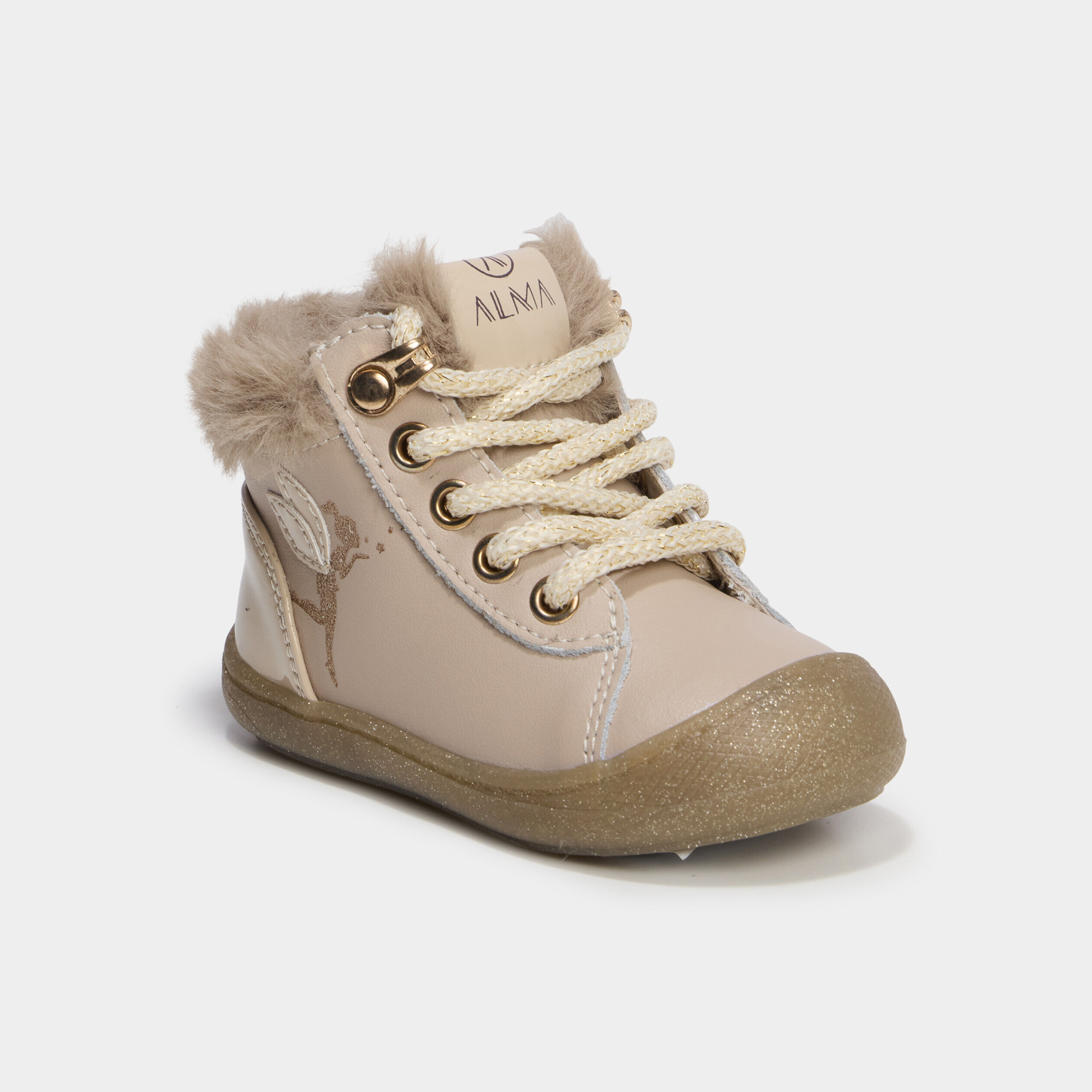 Bottillons zippés en cuir semelle souple rose clair bébé fille