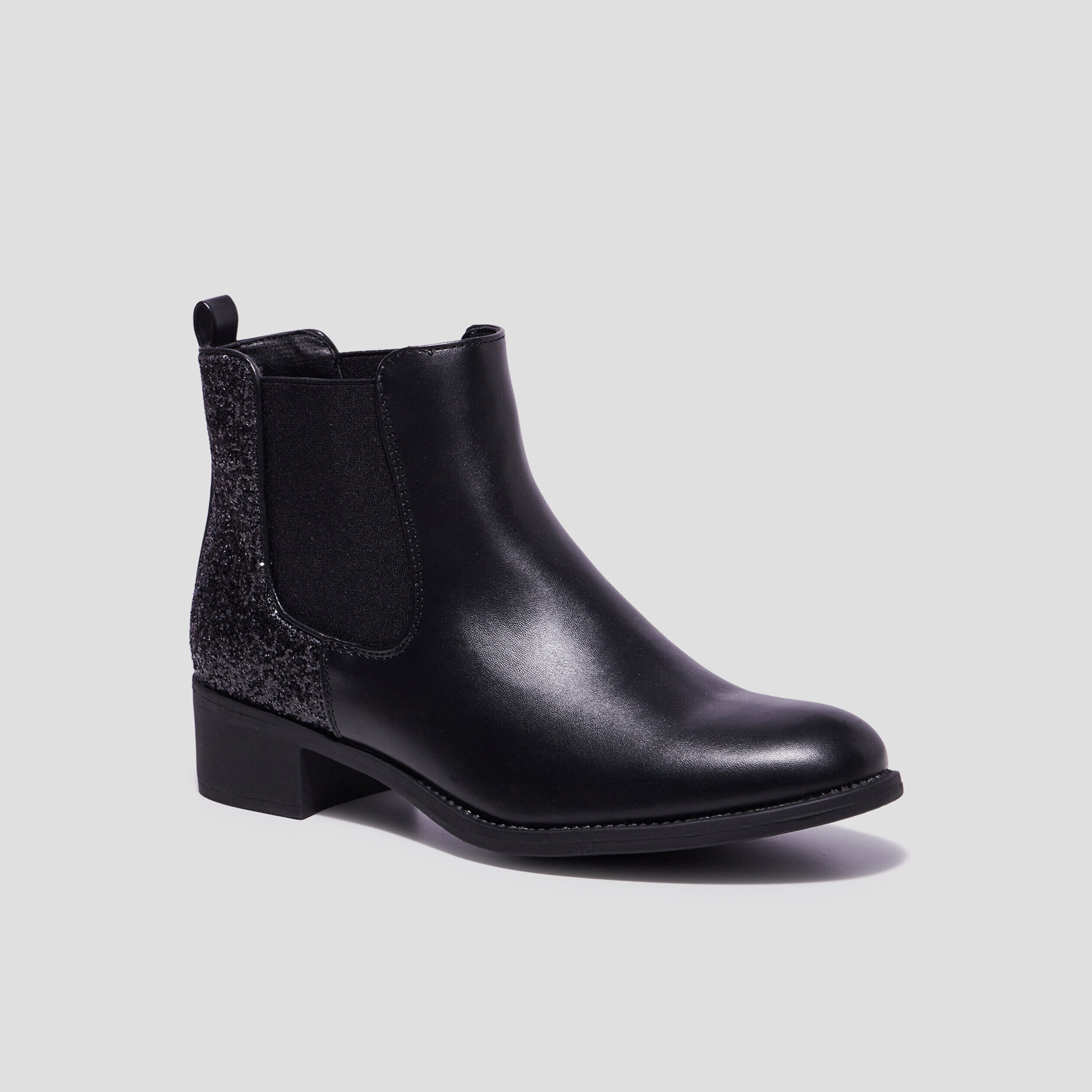 Bottines chelsea à paillettes noir femme