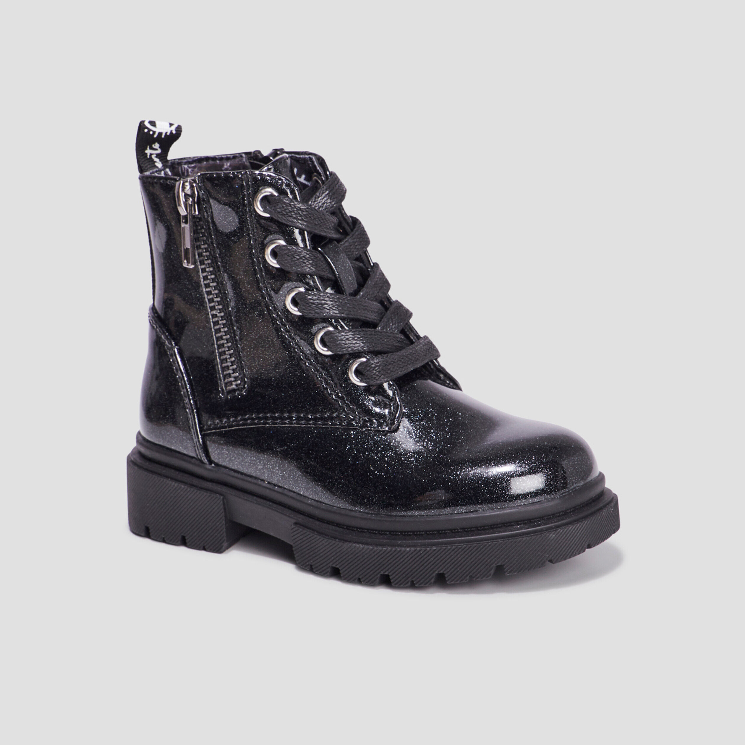 Bottines crantées à paillettes noir fille