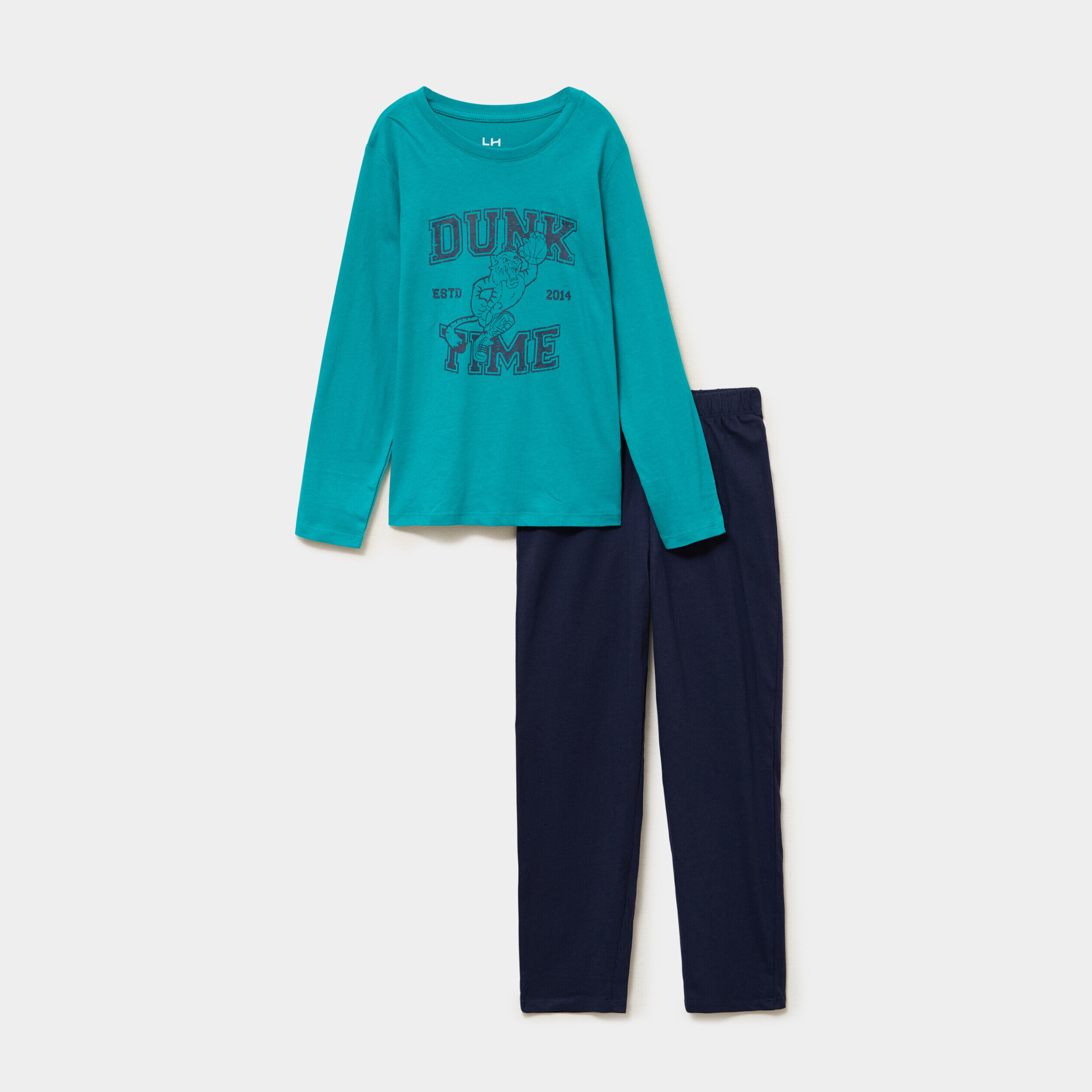 Ensemble pyjama pantalon 2 pièces coton vert garçon