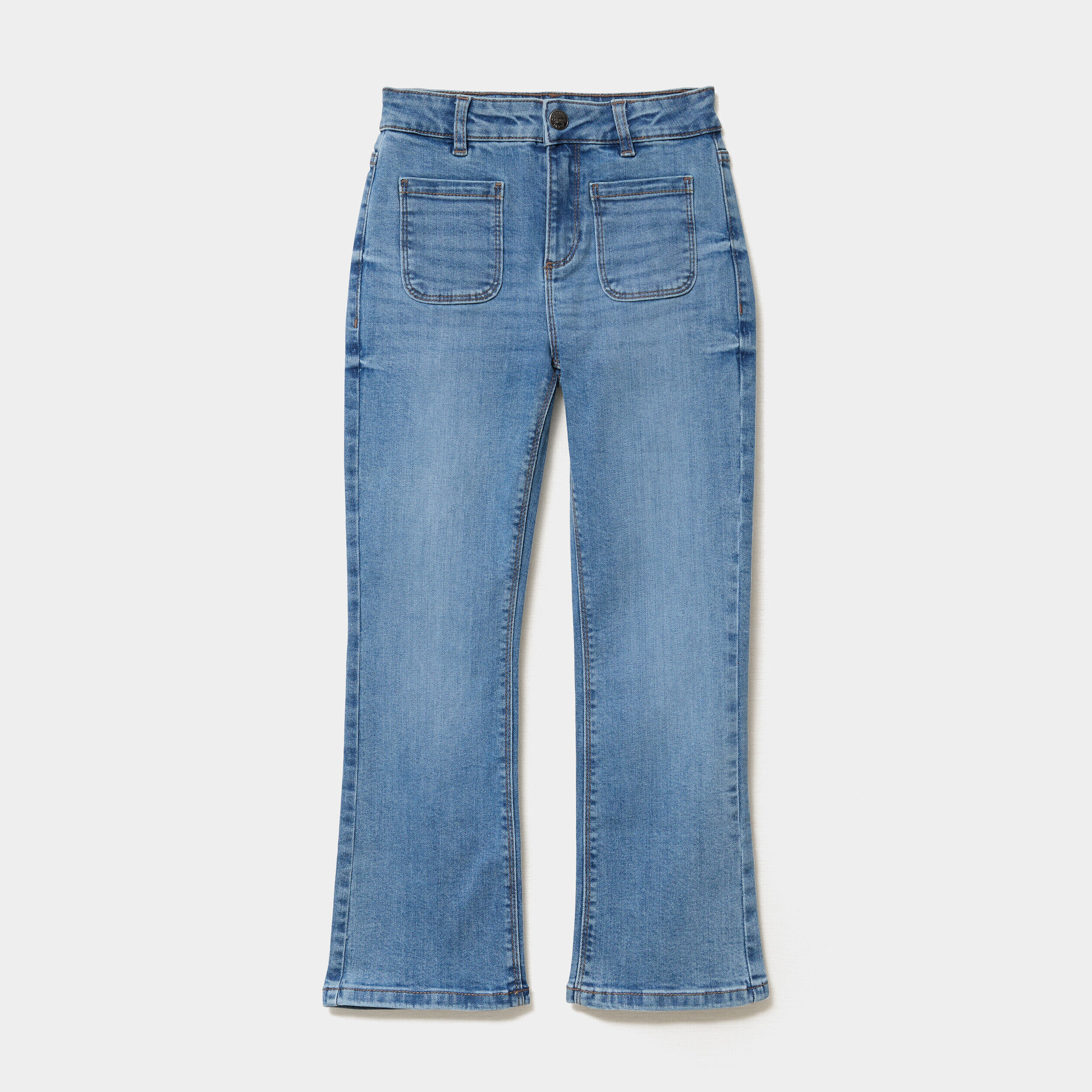 Jean flare poches plaquées denim double stone fille