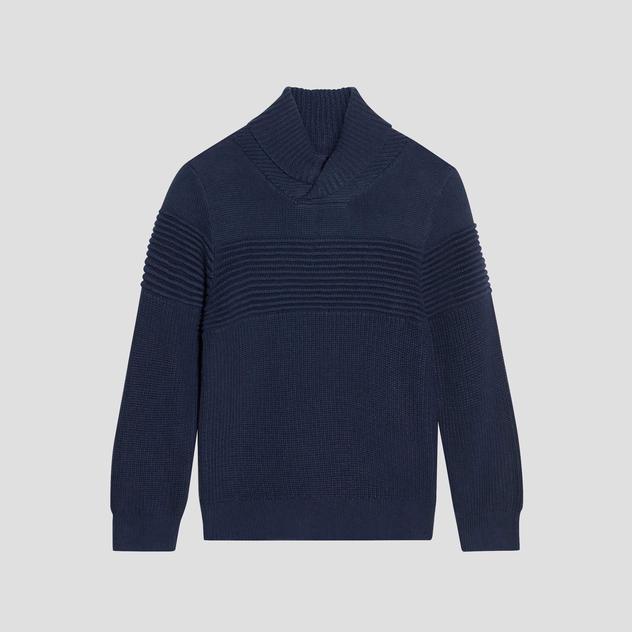 Pull avec col châle bleu marine garçon