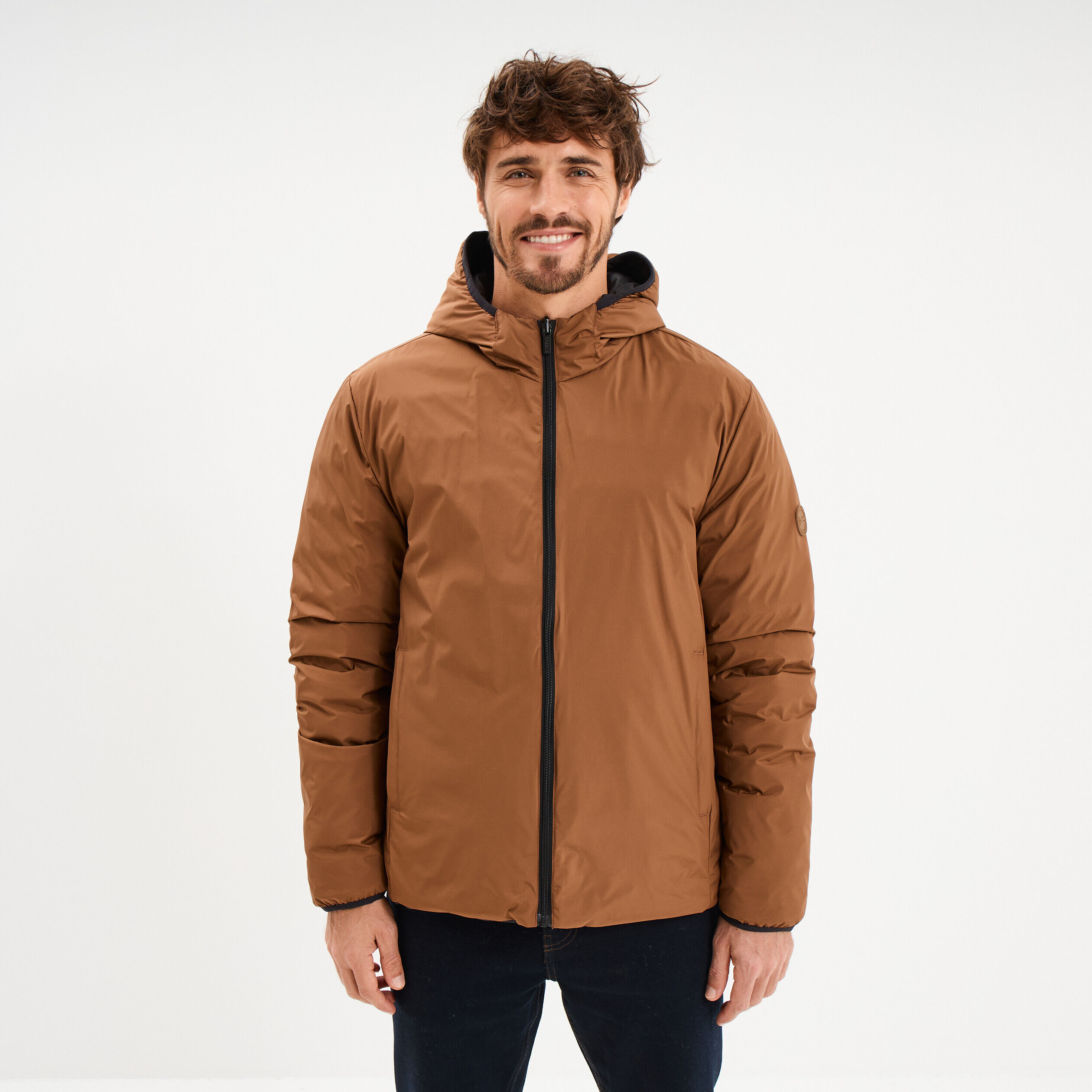 Blouson réversible coupe-vent déperlant marron homme