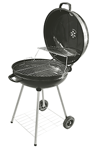 BARBECUE TONDO CON COPERCHIO E 2 RUOTE