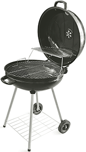 BARBECUE TONDO CON COPERCHIO E 2 RUOTE