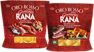 RAVIOLI ORO ROSSO RANA ASTICEGAMBERI, CULATELLO DI ZIBELLO 