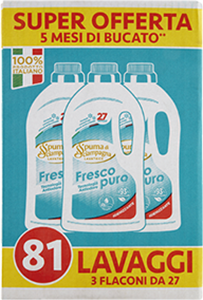 DETERSIVO PER LAVATRICE LIQUIDO FRESCO PURO SPUMA DI SCIAMPAGNA 27 LAVAGGI