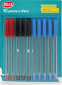 CONFEZIONE 10 PENNE A SFERA SELEX