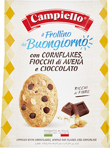 BISCOTTI FROLLINI CON CORN FLACKES, FIOCCHI DI AVENA E CIOCCOLATO CAMPIELLO