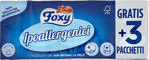 FAZZOLETTI IPOALLERGENICI FOXY 12 PACCHETTI + 3 GRATIS