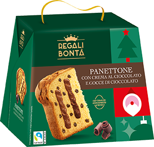 PANETTONE CON CREMA AL CIOCCOLATO E GOCCE DI CIOCCOLATO REGALI BONTÀ