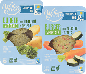 BURGER CON ZUCCHINE E CAROTE, BROCCOLI E PATATE WELLESS