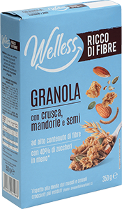 GRANOLA CON CRUSCA, MANDORLE, SEMI WELLESS