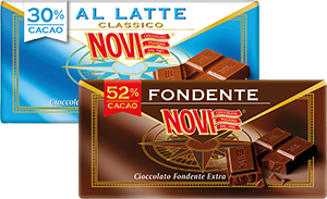 TAVOLETTA DI CIOCCOLATO AL LATTE, FONDENTE NOVI