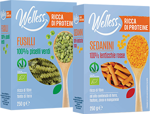 SEDANINI ALLE LENTICCHIE ROSSE, PENNE AI CECI, FUSILLI CON PISELLI VERDI WELLESS