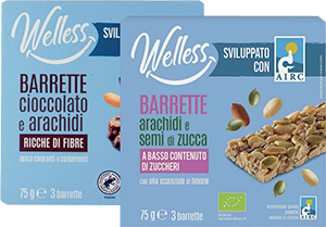 BARRETTE CIOCCOLATO E ARACHIDI, ARACHIDI E SEMI DI ZUCCA WELLESS