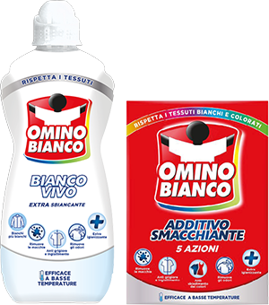 ADDITIVO BIANCO VIVO, SMACCHIANTE LIQUIDO, POLVERE OMINO BIANCO 