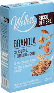GRANOLA CON CRUSCA, MANDORLE E SEMI WELLESS