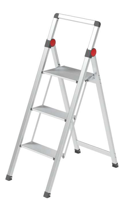 Sgabello Mini Slimpstep in alluminio 3 gradini, portata 150kg, garanzia 5 anni, EN14183