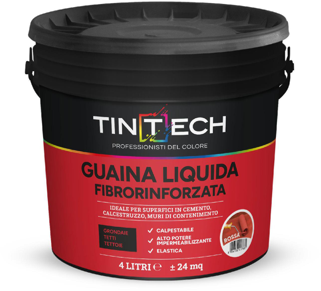 Guaina liquida fibrorinforzata rossa 4 L Tintech