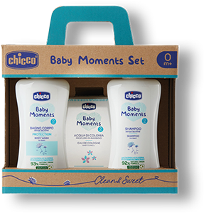 CHICCO BABY MOMENTS BAGNOCORPO 200 ML + SHAMPOO 200 ML + ACQUA DI COLONIA 100 ML
