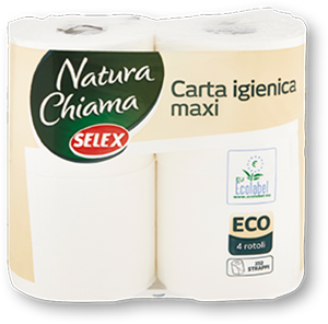 CARTA IGIENICA 2 VELI ECO NATURA CHIAMA SELEX 4 ROTOLI