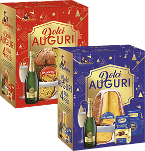 STRENNA DOLCI AUGURI PANETTONE, PANDORO 4 PEZZI