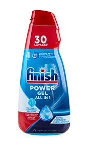 DETERSIVO PER LAVASTOVIGLIE IN GEL POWER FINISH 30 LAVAGGI VARI TIPI