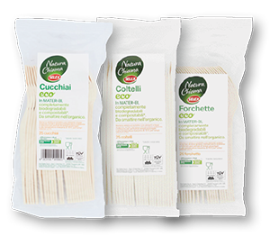 FORCHETTE, COLTELLI, CUCCHIAI IN MATER-BI NATURA CHIAMA SELEX X25