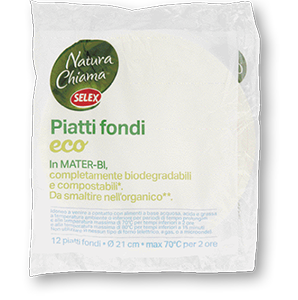 PIATTI FONDI, PIANI BIODEGRADABILI MATER-BI NATURA CHIAMA SELEX X12
