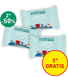 SALVIETTE DISINFETTANTI IGIENICHE MANI PARAFARMACIA CONAD 