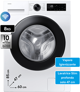 Lavatrice 1.200 giri Crystal Clean WW80FG5L32AE