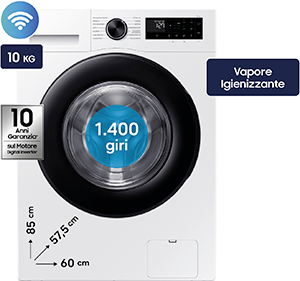 Lavatrice 1.400 giri Crystal Clean WW10FG5U34AE