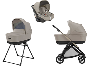 TRIO SYSTEM 4 ELECTA BATTERY BEIGE CON SEGGIOLINO DARWIN E TELAIO IRIDIO BLACK 